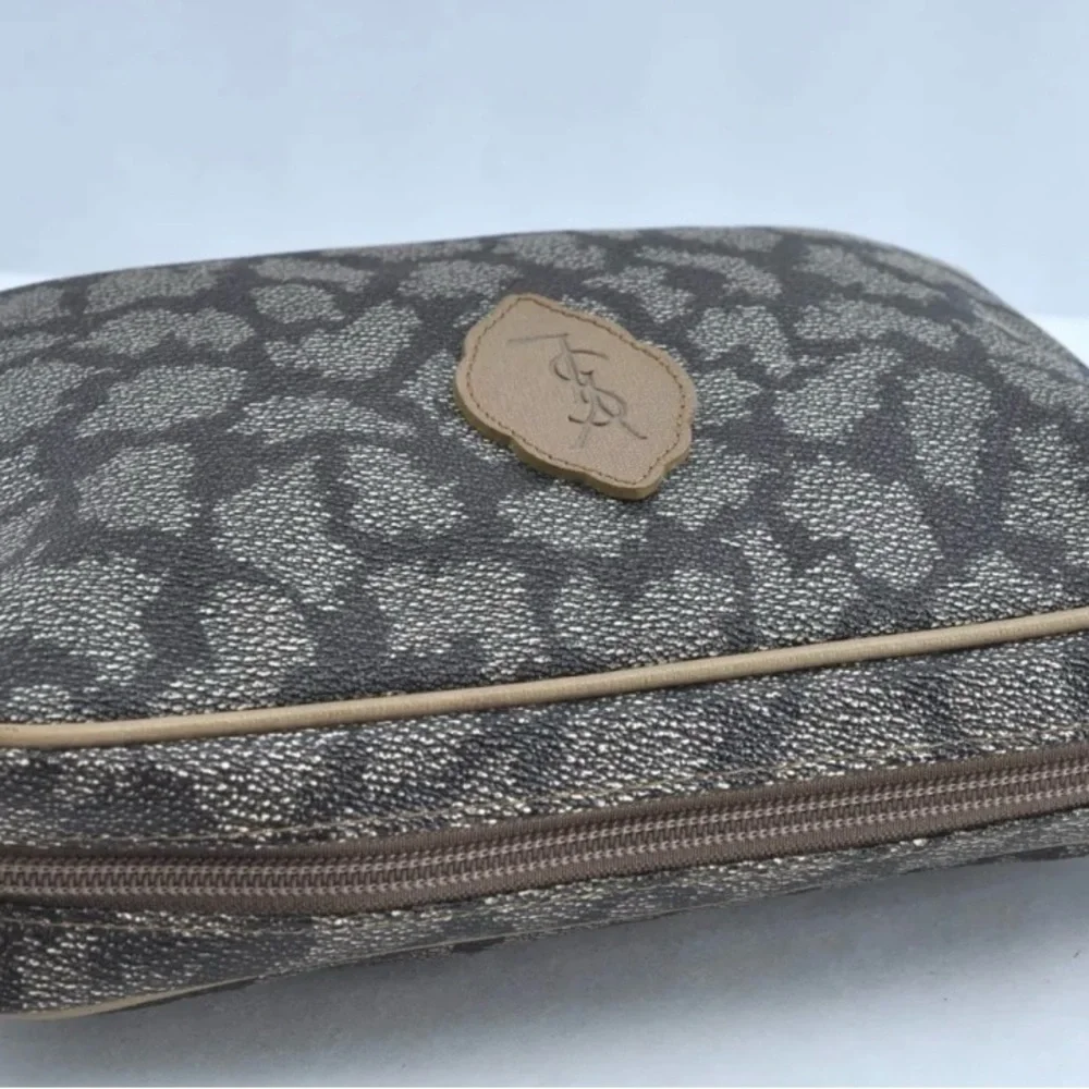 YVES Saint Laurent Coated Canvas Clutch/Handbag/Toiletry/ Cosmetic Bag‎